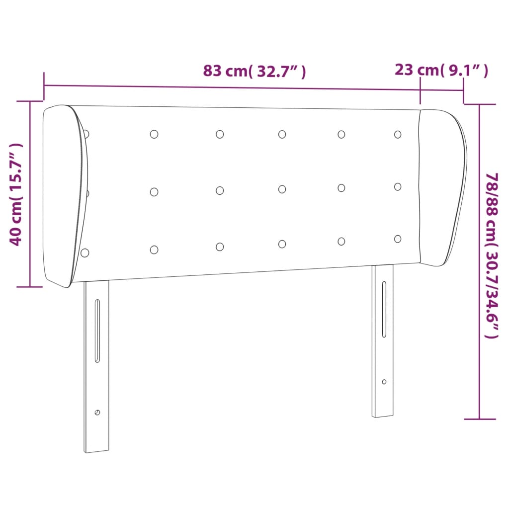 Uzglavlje s ušima ružičasto 83x23x78/88 cm baršunasto