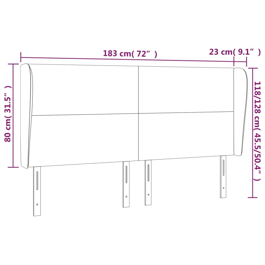Uzglavlje s ušima crno 183x23x118/128 cm od umjetne kože