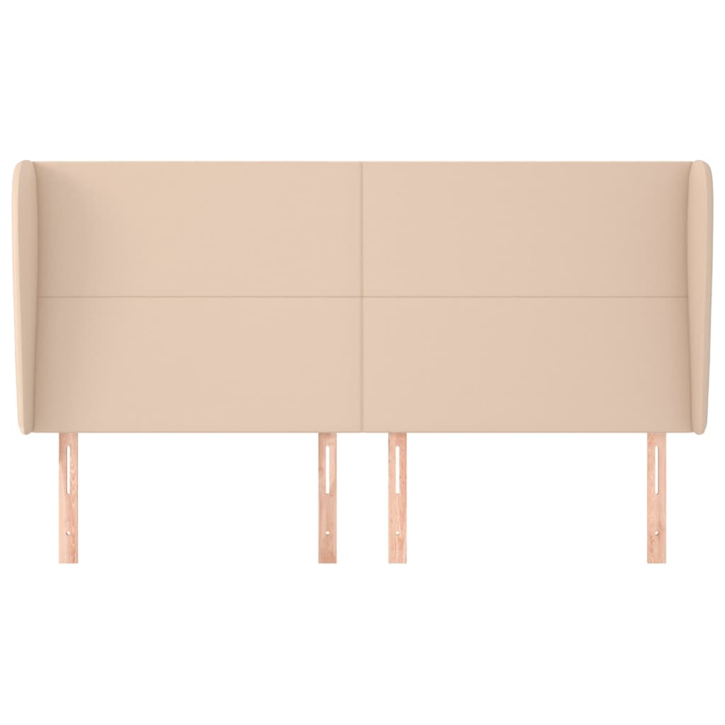 Uzglavlje s ušima boja cappuccina 203x23x118/128cm umjetna koža