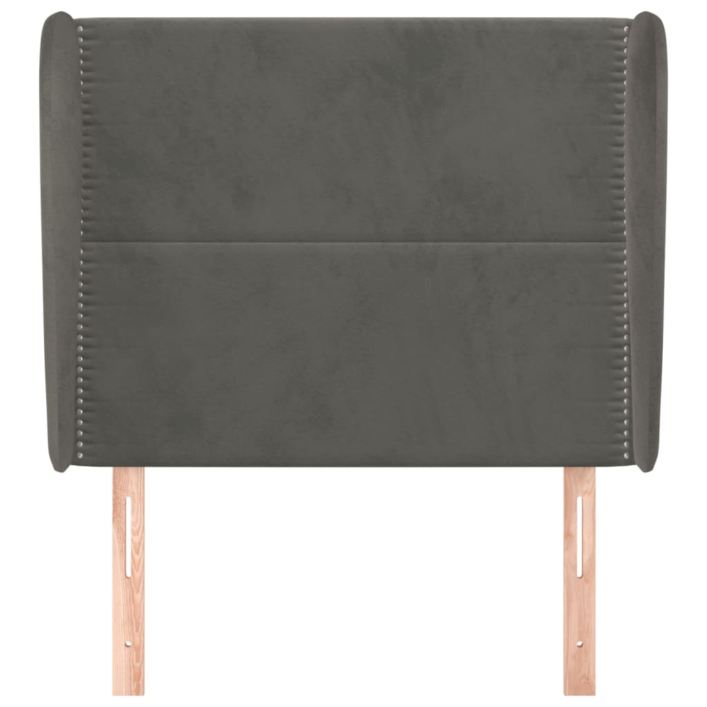 Uzglavlje s ušima tamnosivo 103x23x118/128 cm baršunasto