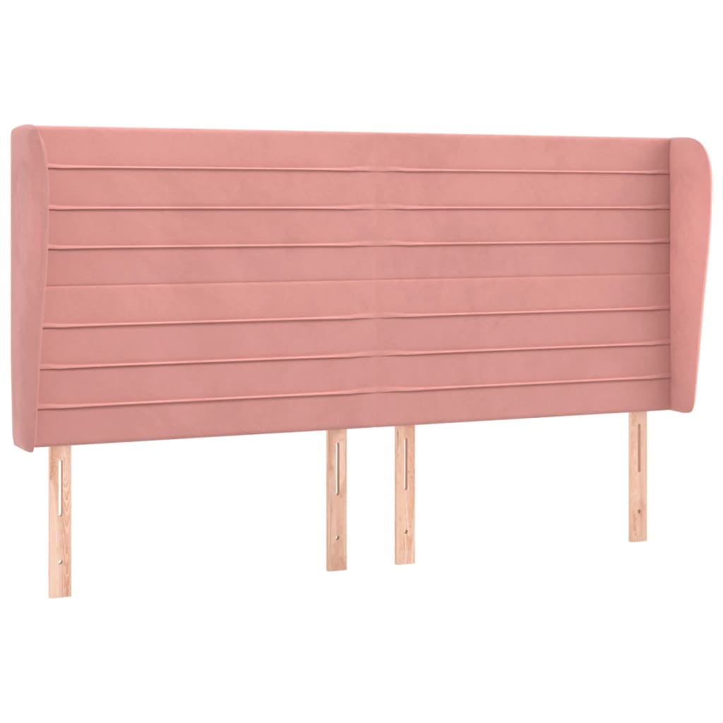 Uzglavlje s ušima ružičasto 203x23x118/128 cm baršunasto