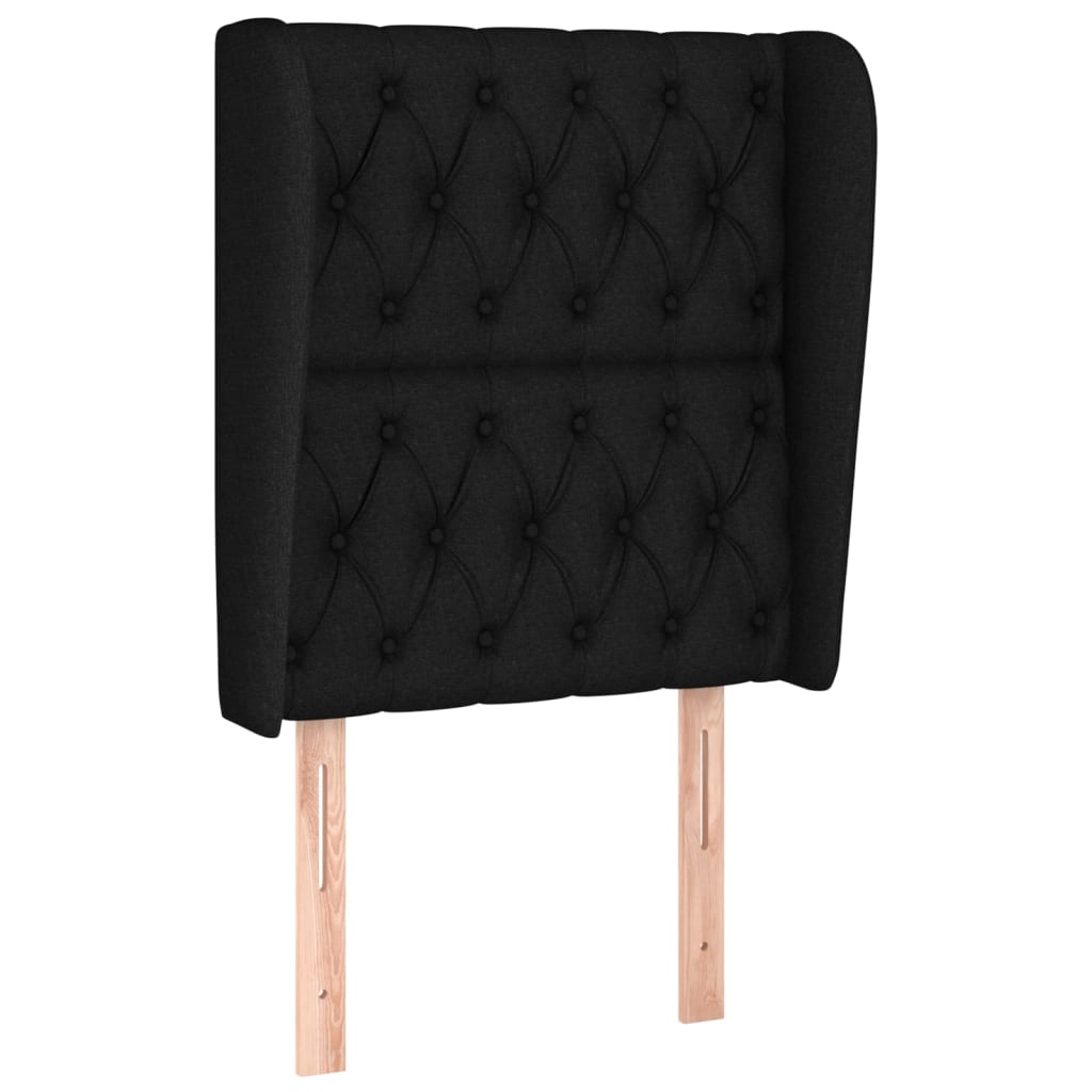 Uzglavlje s ušima crno 83 x 23 x 118/128 cm od tkanine