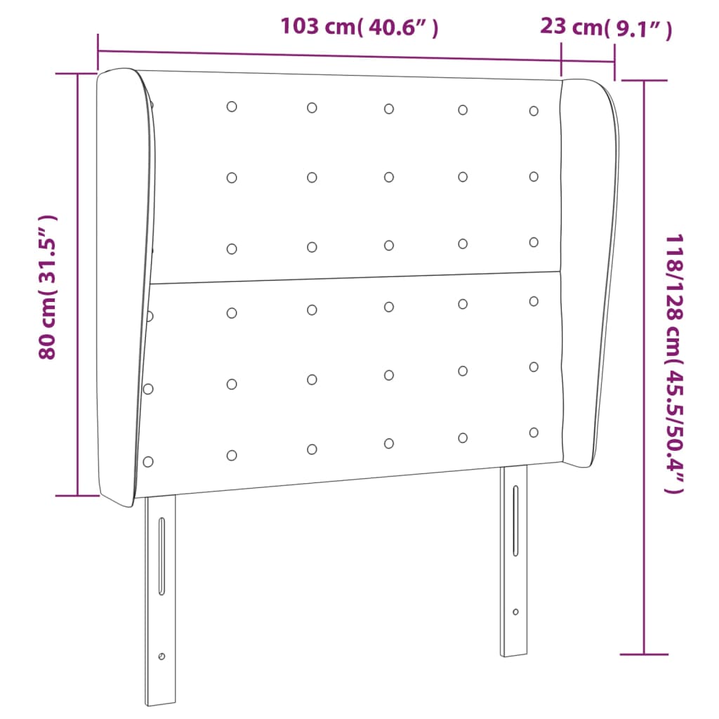 Uzglavlje s ušima tamnosmeđe 103x23x118/128 cm od tkanine