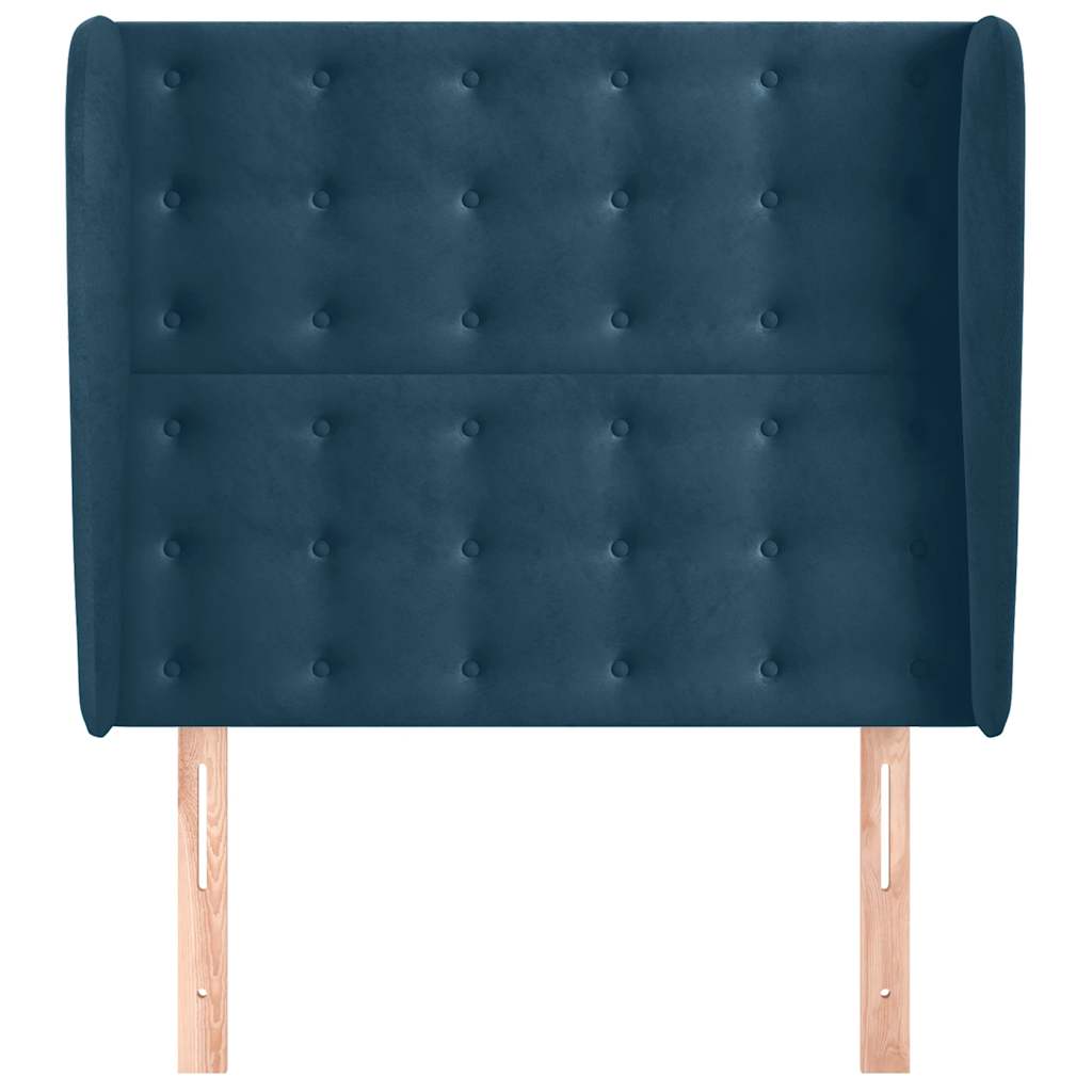 Uzglavlje s ušima tamnoplavo 103x23x118/128 cm baršunasto