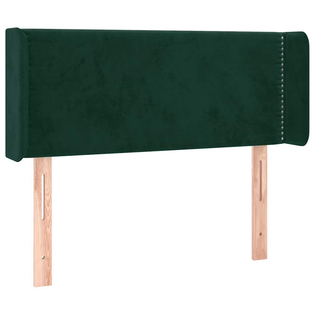 Uzglavlje s ušima tamnozeleno 83x16x78/88 cm baršunasto