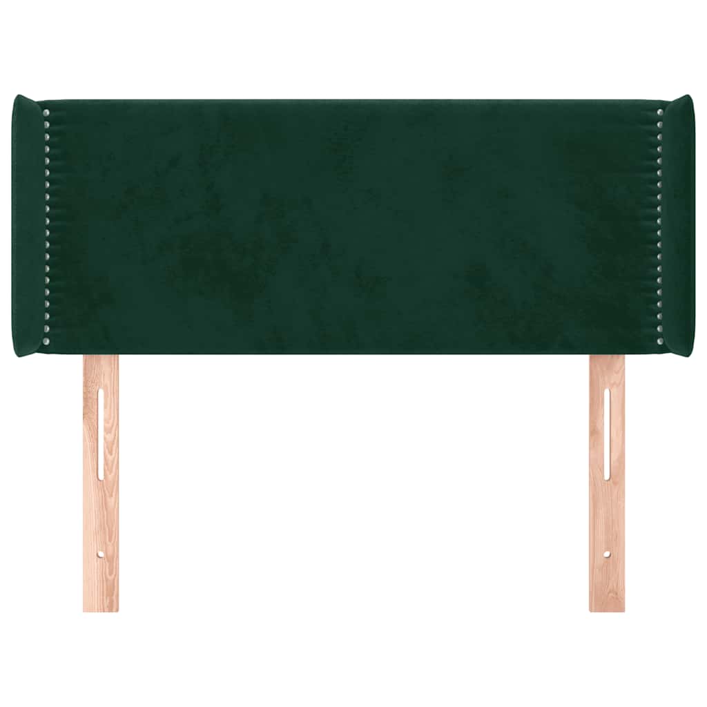Uzglavlje s ušima tamnozeleno 83x16x78/88 cm baršunasto