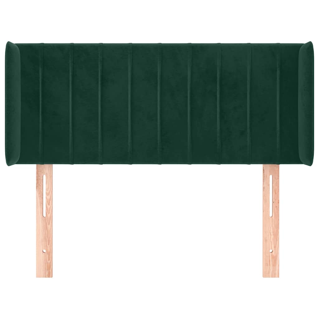 Uzglavlje s ušima tamnozeleno 83x16x78/88 cm baršunasto