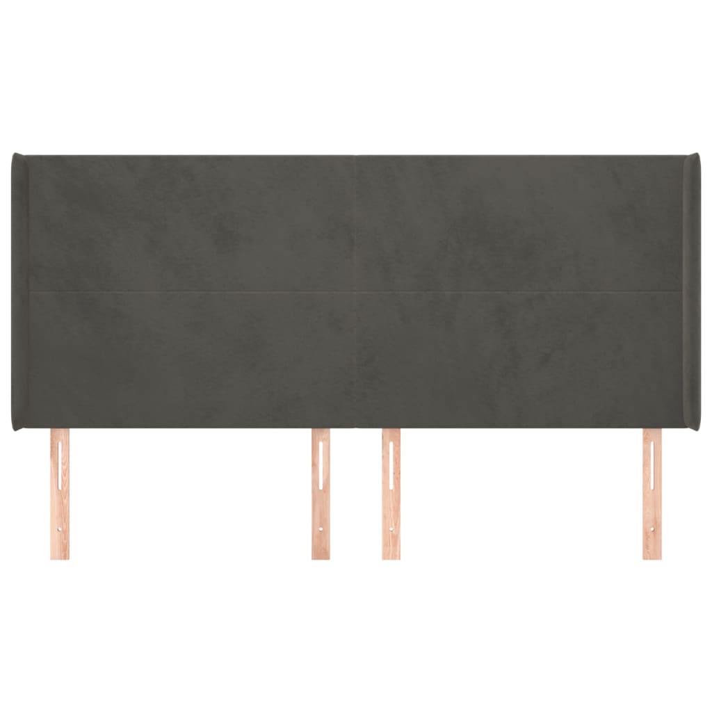 Uzglavlje s ušima tamnosivo 163x16x118/128 cm baršunasto