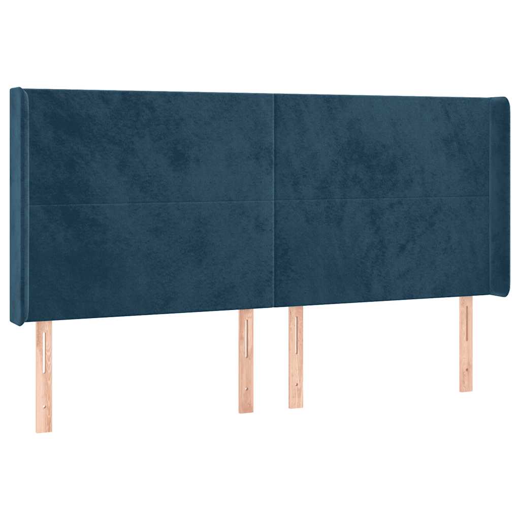 Uzglavlje s ušima tamnoplavo 203x16x118/128 cm baršunasto