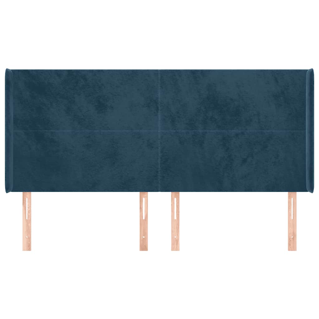 Uzglavlje s ušima tamnoplavo 203x16x118/128 cm baršunasto