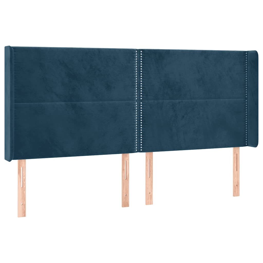 Uzglavlje s ušima tamnoplavo 163x16x118/128 cm baršunasto
