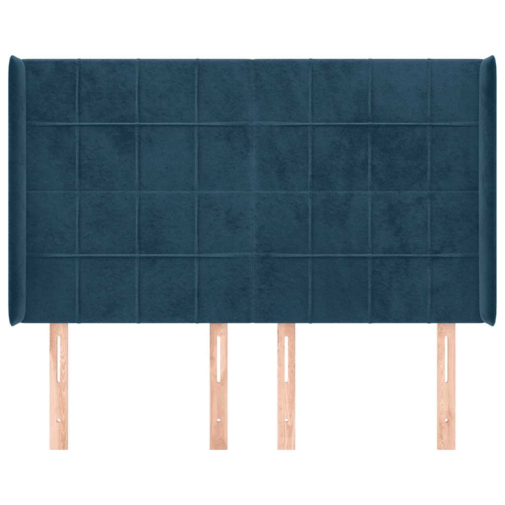 Uzglavlje s ušima tamnoplavo 147x16x118/128 cm baršunasto