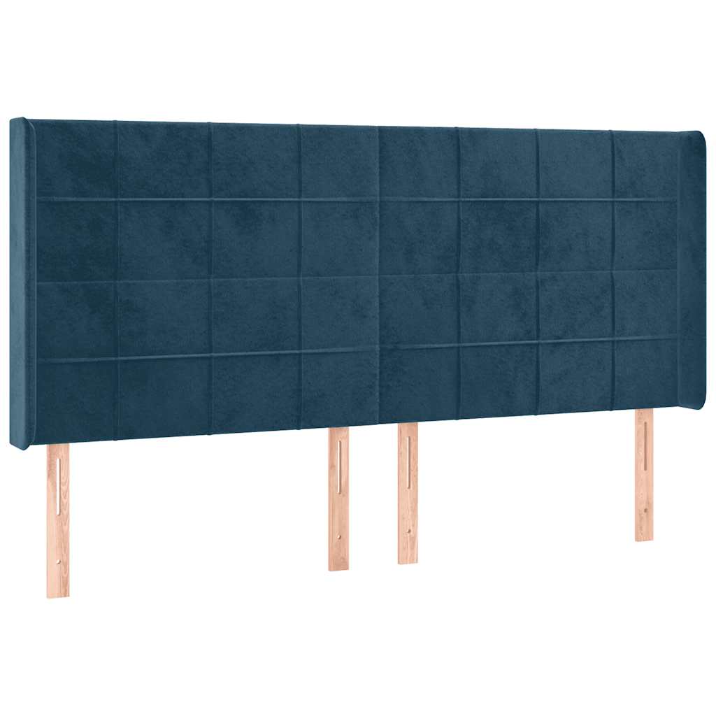 Uzglavlje s ušima tamnoplavo 203x16x118/128 cm baršunasto