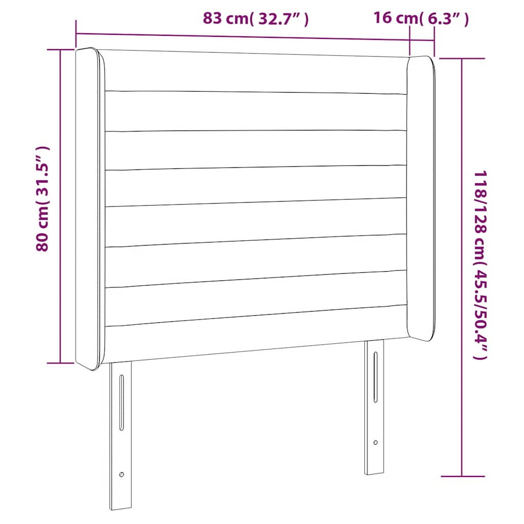 Uzglavlje s ušima tamnoplavo 83x16x118/128 cm baršunasto
