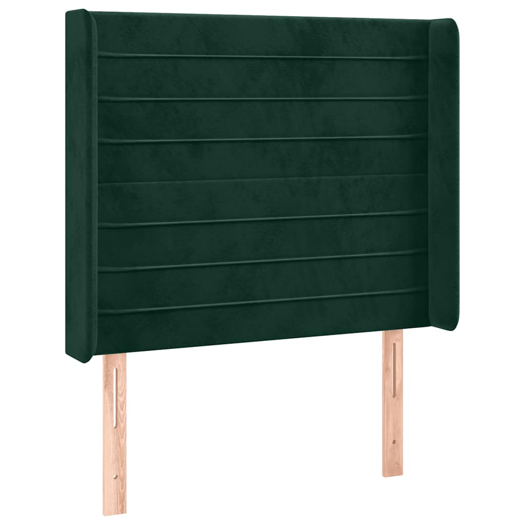 Uzglavlje s ušima tamnozeleno 103x16x118/128 cm baršunasto