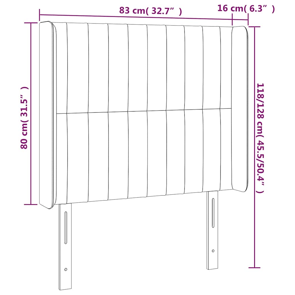 Uzglavlje s ušima tamnoplavo 83x16x118/128 cm baršunasto