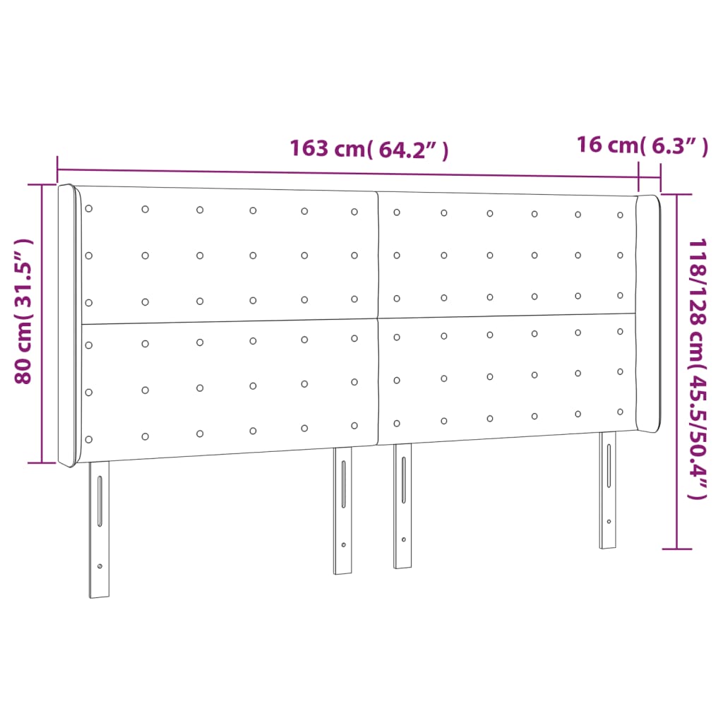 Uzglavlje s ušima krem 163x16x118/128 cm od tkanine
