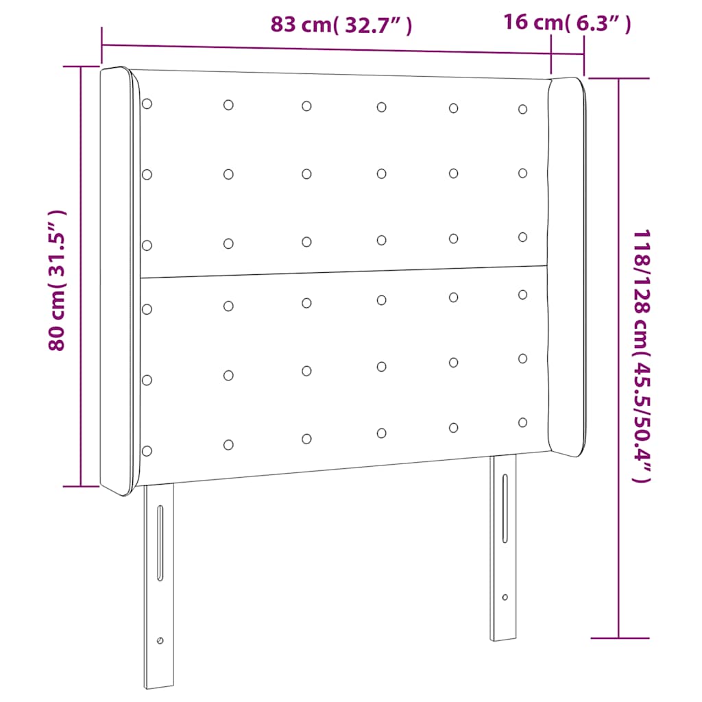 Uzglavlje s ušima tamnoplavo 83x16x118/128 cm baršunasto