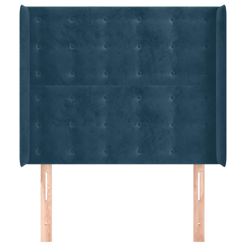Uzglavlje s ušima tamnoplavo 103x16x118/128 cm baršunasto