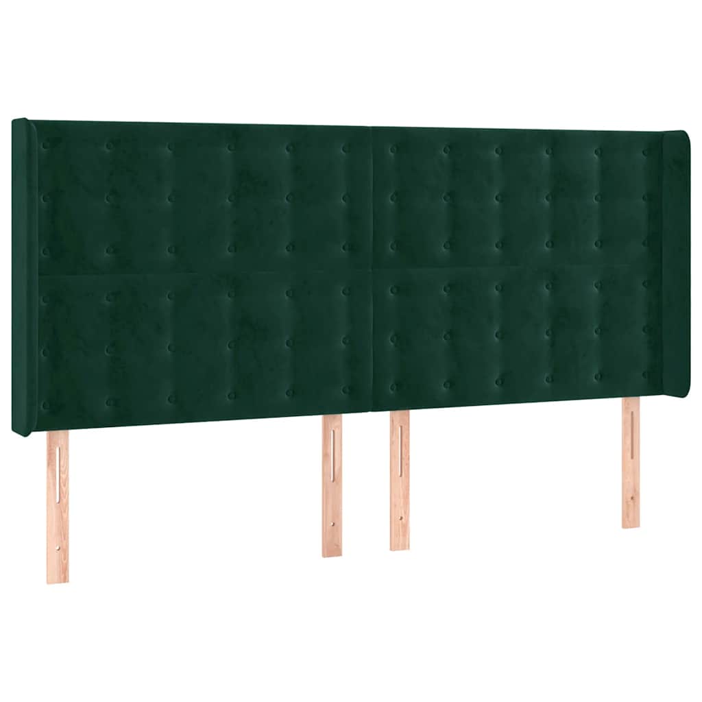 Uzglavlje s ušima tamnozeleno 163x16x118/128 cm baršunasto