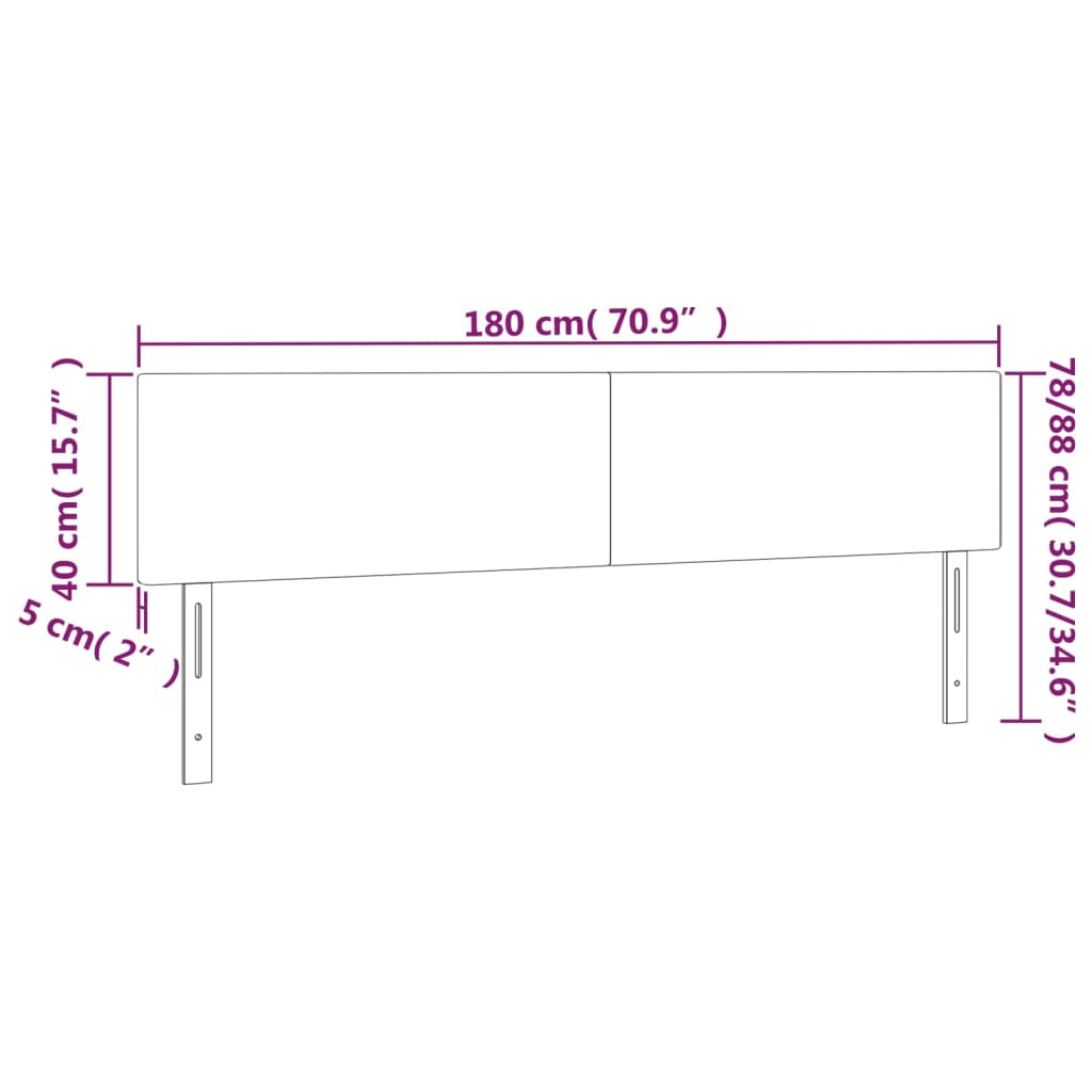LED uzglavlje bijelo 180 x 5 x 78/88 cm od umjetne kože