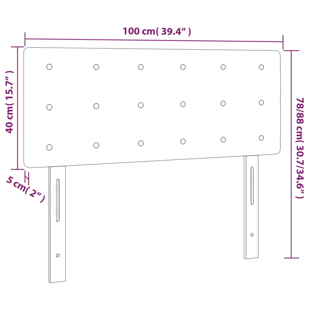 LED uzglavlje krem 100 x 5 x 78/88 cm od umjetne kože