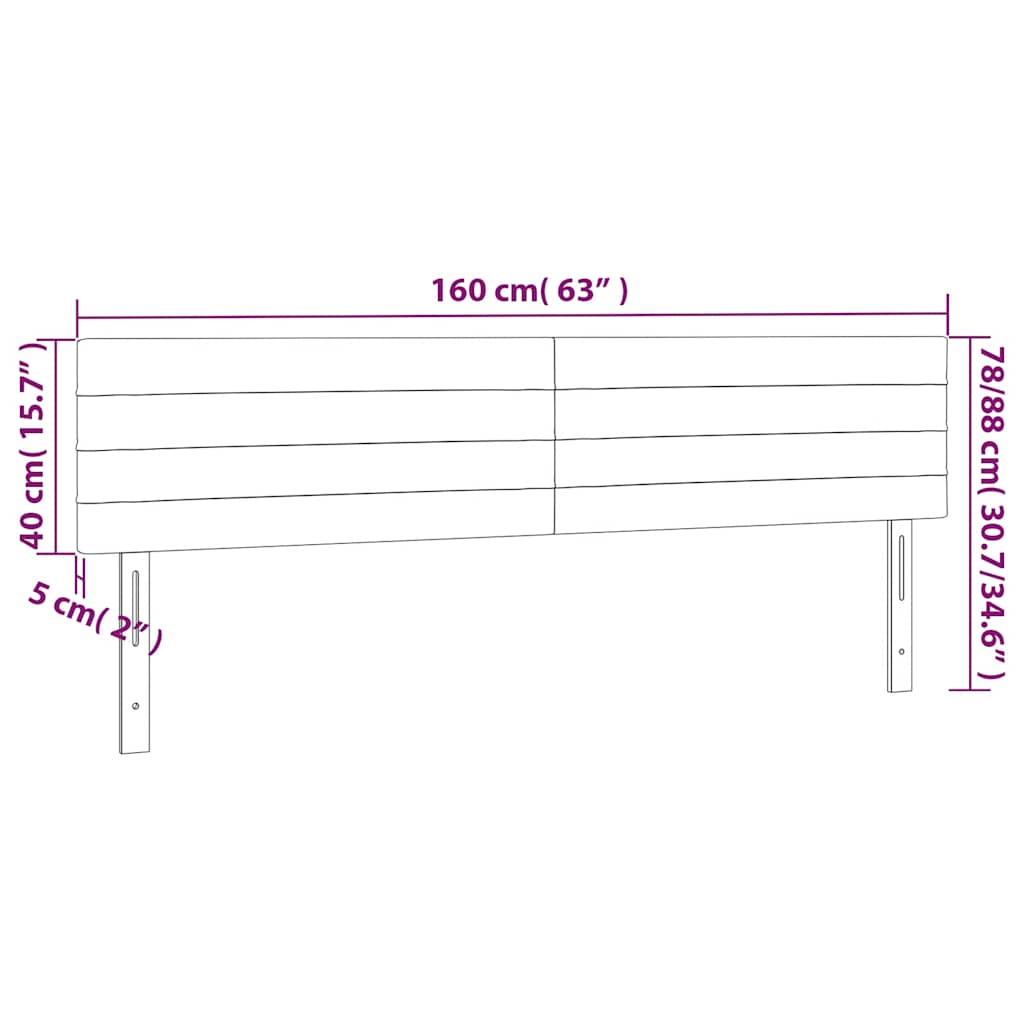 LED uzglavlje tamnoplavo 160x5x78/88 cm baršunasto