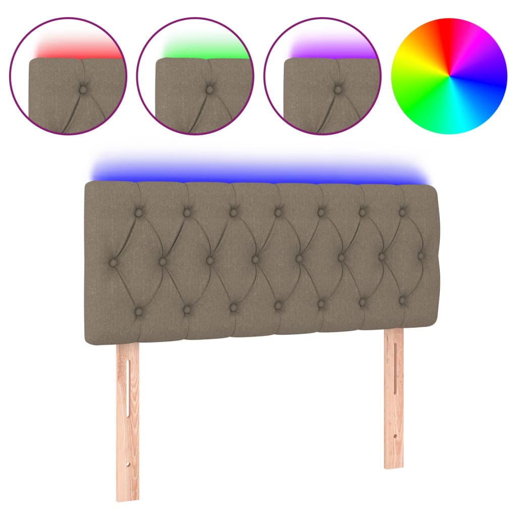 LED uzglavlje smeđesivo 100 x 7 x 78/88 cm od tkanine