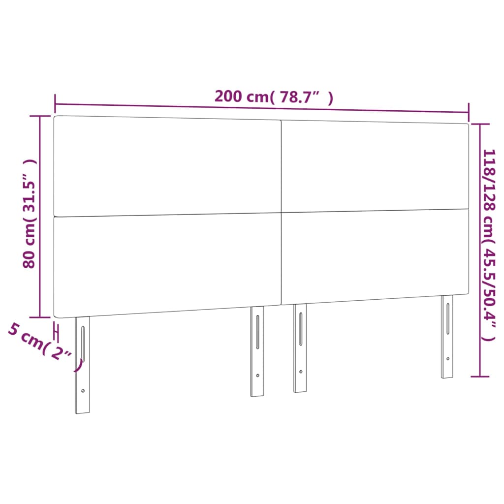 LED uzglavlje crno 200x5x118/128 cm od tkanine