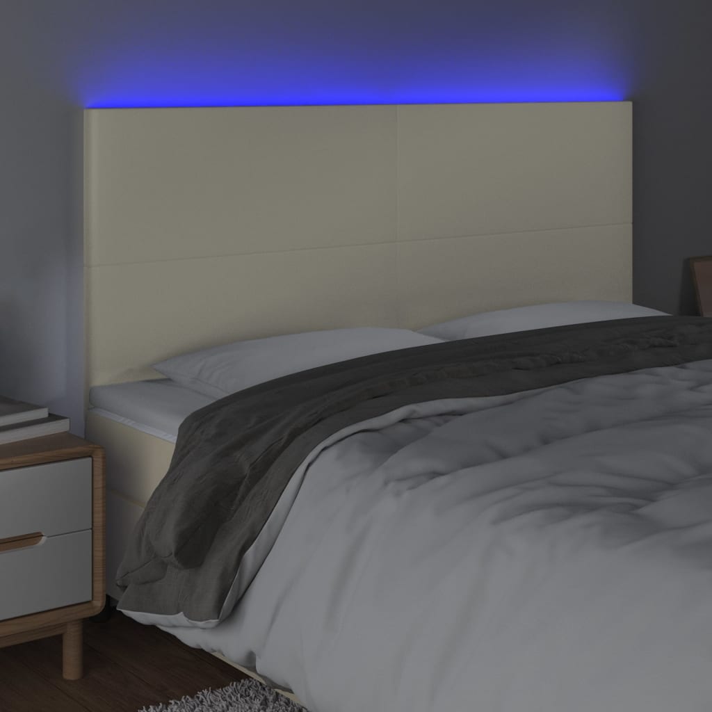 LED uzglavlje krem 160x5x118/128 cm od umjetne kože
