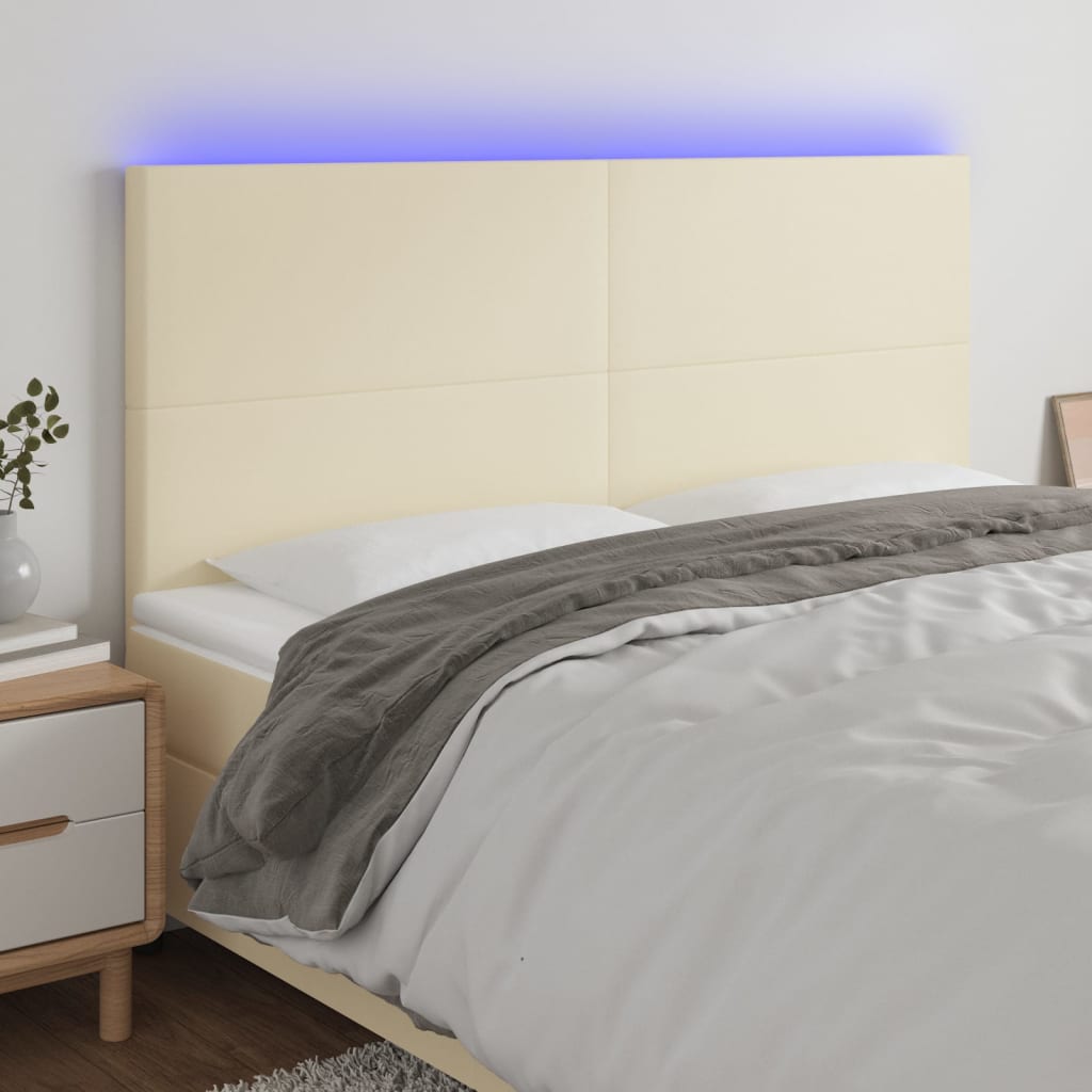 LED uzglavlje krem 160x5x118/128 cm od umjetne kože