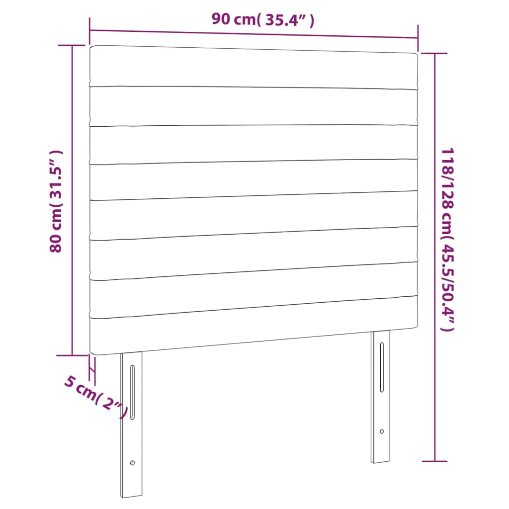 LED uzglavlje tamnosmeđe 90x5x118/128 cm od tkanine