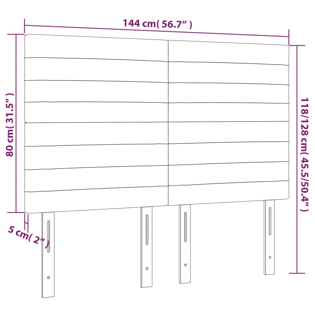LED uzglavlje tamnosivo 144x5x118 cm od tkanine