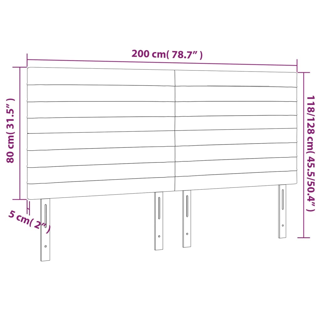 LED uzglavlje tamnosmeđe 200x5x118/128 cm od tkanine