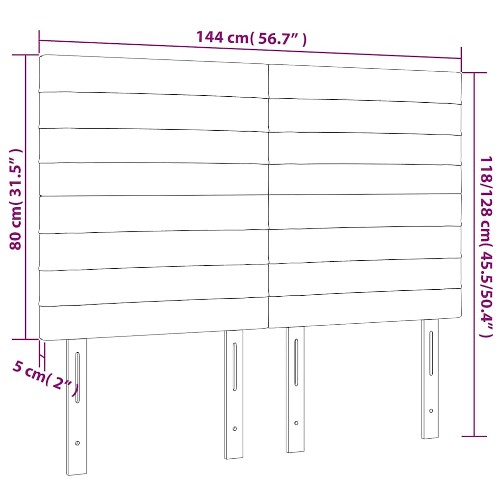 LED uzglavlje tamnoplavo 144x5x118/128 cm baršunasto