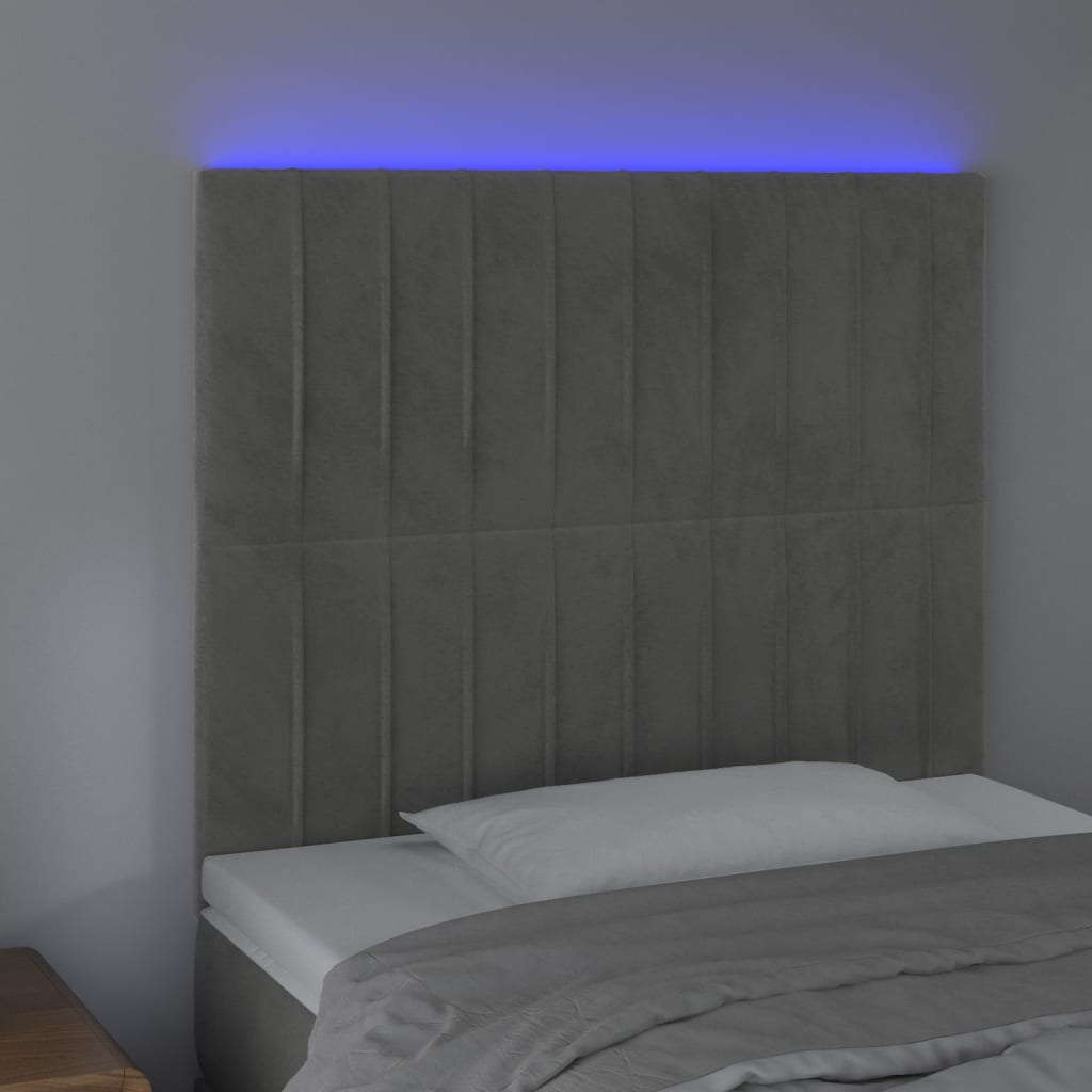LED uzglavlje svjetlosivo 80x5x118/128 cm baršunasto
