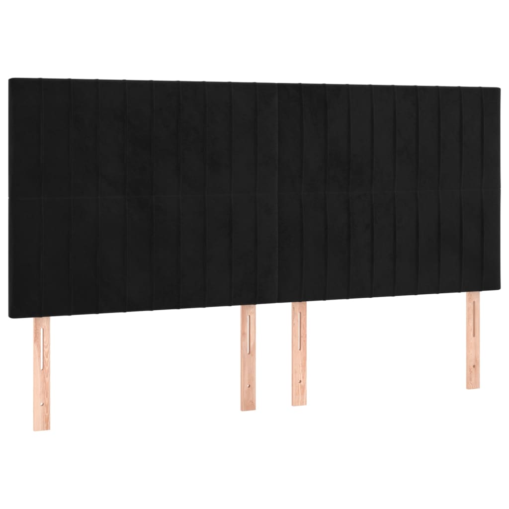 LED uzglavlje crno 200x5x118/128 cm baršunasto