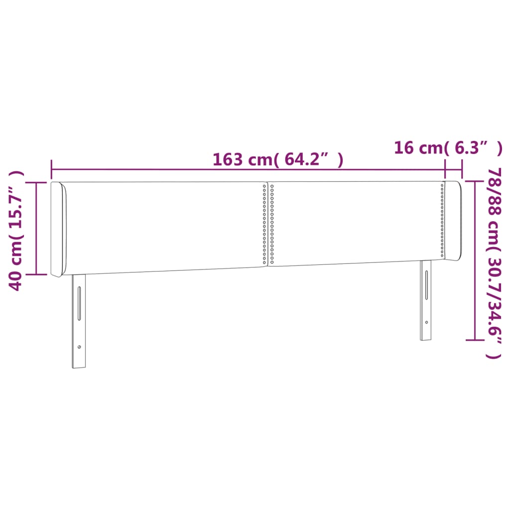 LED uzglavlje crno 163x16x78/88 cm baršunasto