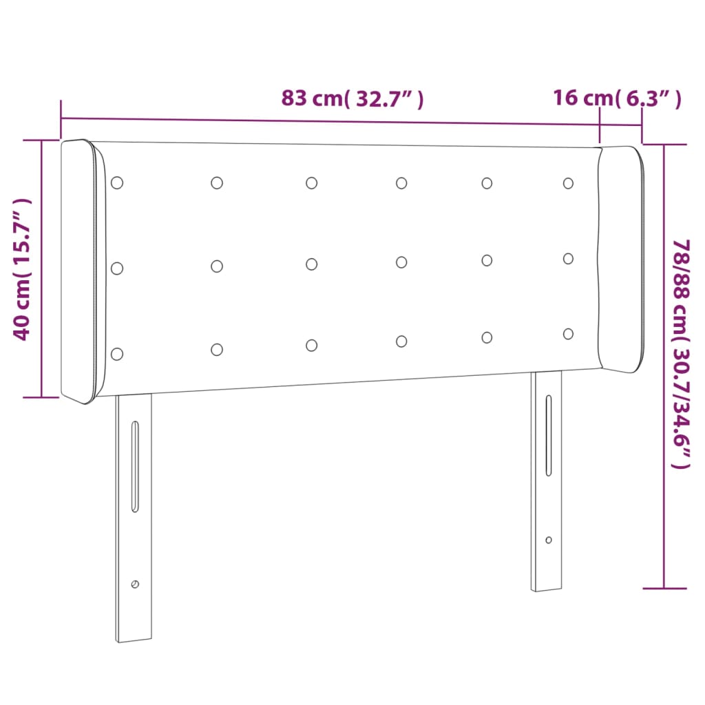 LED uzglavlje crno 83x16x78/88 cm od umjetne kože