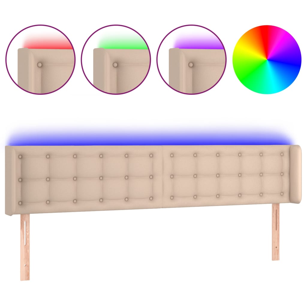 LED uzglavlje boja cappuccina 163x16x78/88 cm od umjetne kože