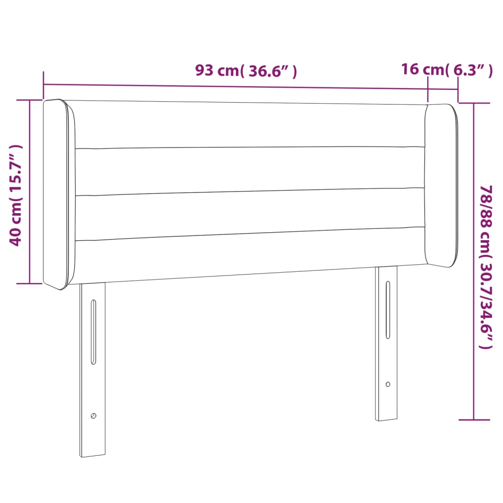 LED uzglavlje crno 93x16x78/88 cm od tkanine