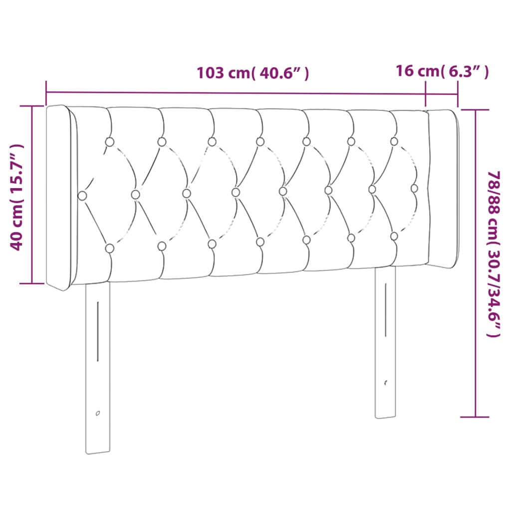 LED uzglavlje tamnosivo 103x16x78/88 cm od tkanine