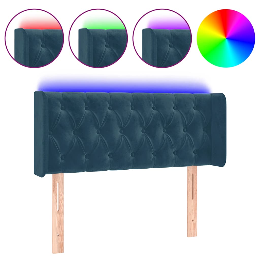 LED uzglavlje tamnoplavo 93x16x78/88 cm baršunasto