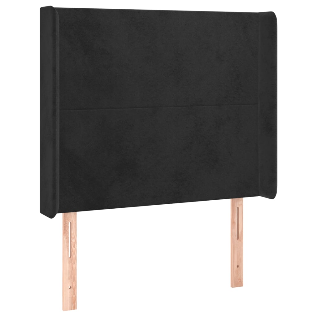LED uzglavlje crno 93x16x118/128 cm baršunasto