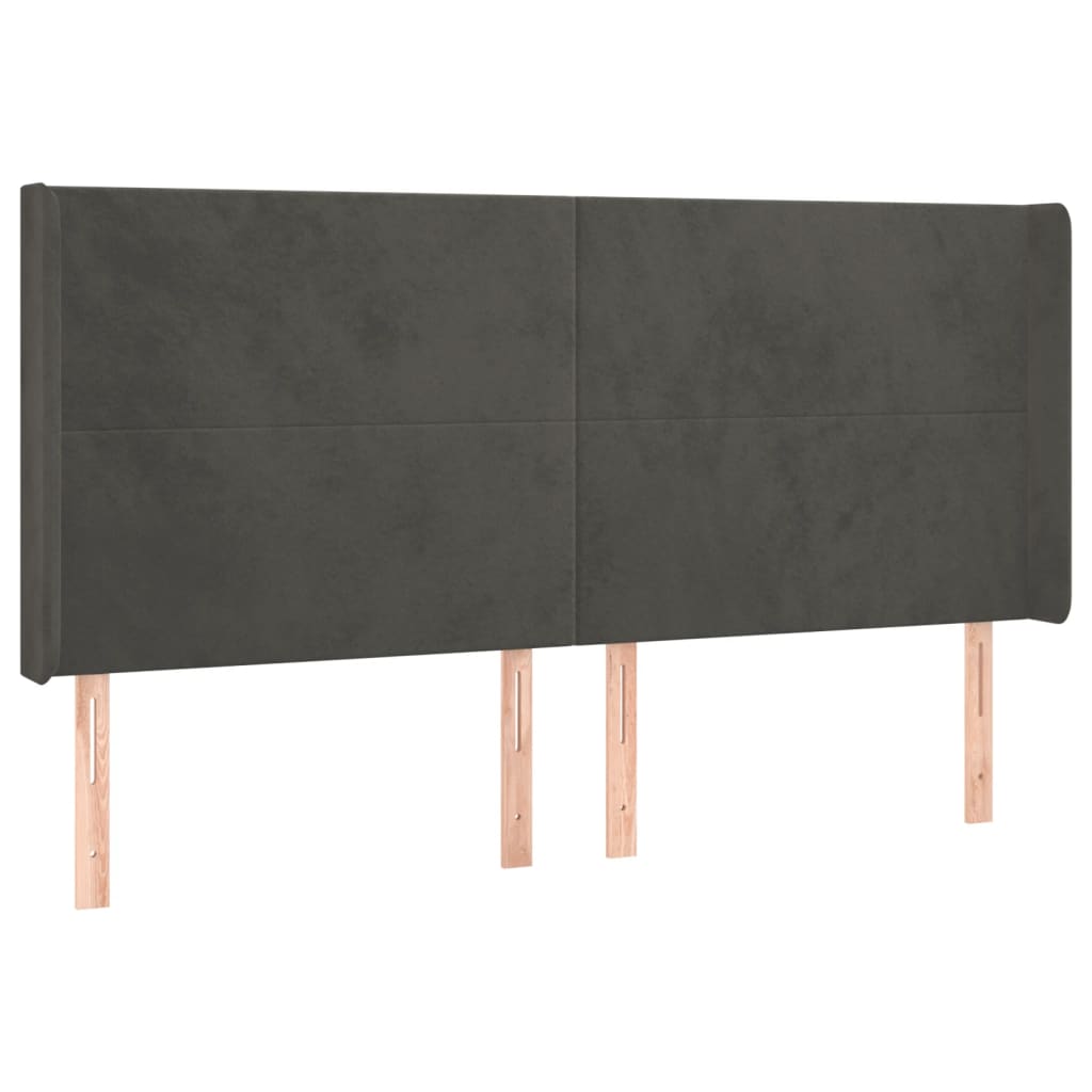 LED uzglavlje tamnosivo 183 x 16 x 118/128 cm baršunasto