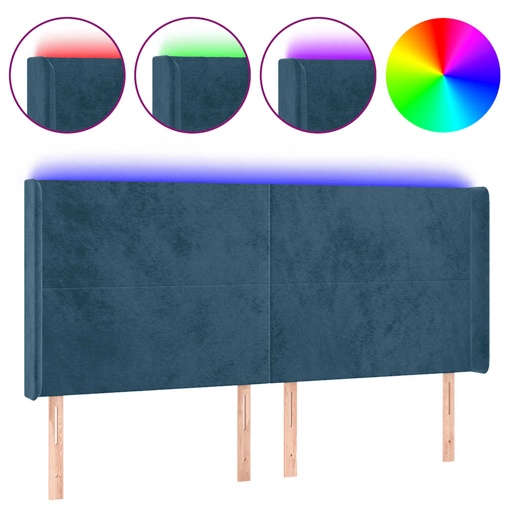 LED uzglavlje tamnoplavo 183 x 16 x 118/128 cm od tkanine