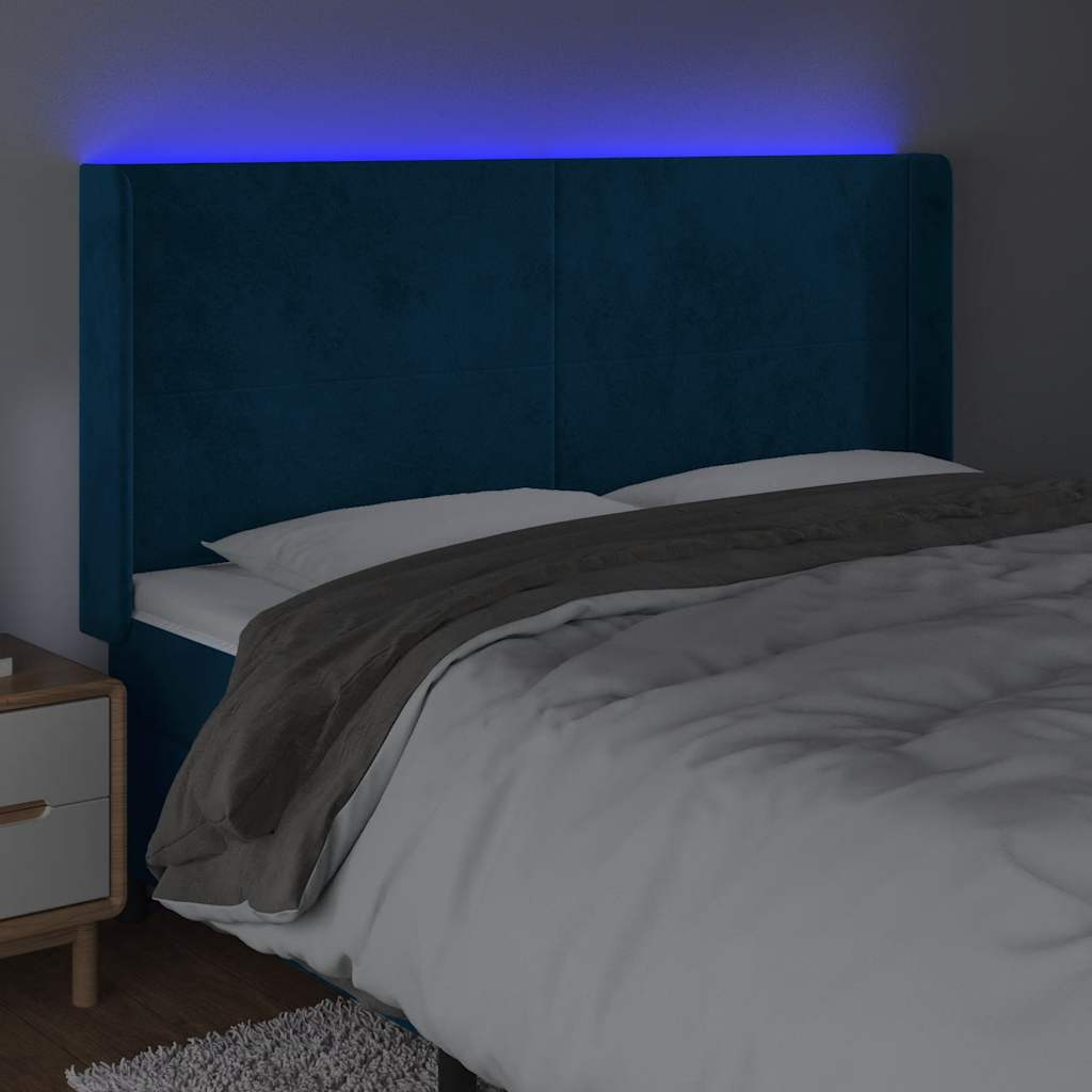 LED uzglavlje tamnoplavo 183 x 16 x 118/128 cm od tkanine