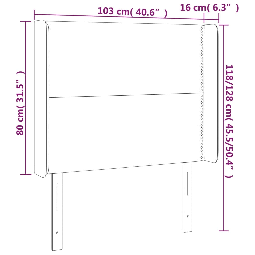 LED uzglavlje svjetlosivo 103 x 16 x 118/128 cm od tkanine