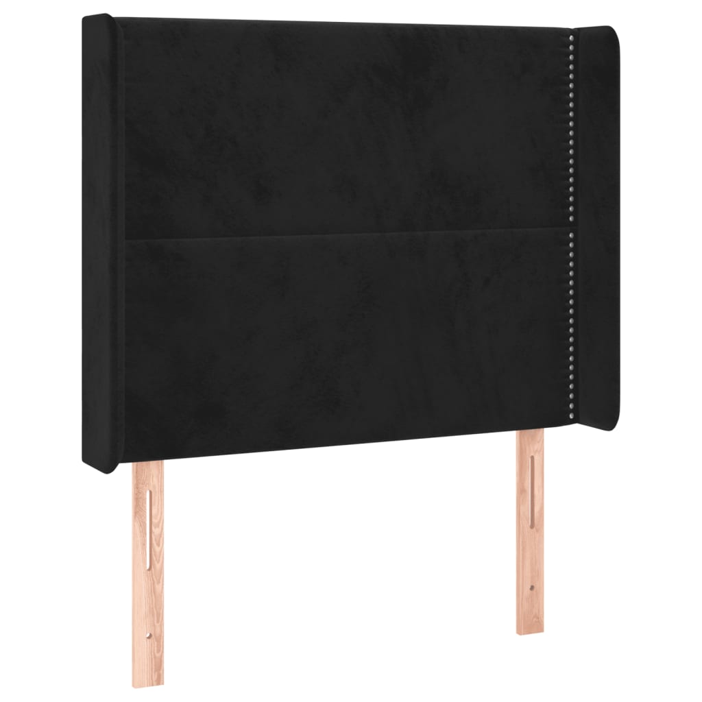 LED uzglavlje crno 93x16x118/128 cm baršunasto