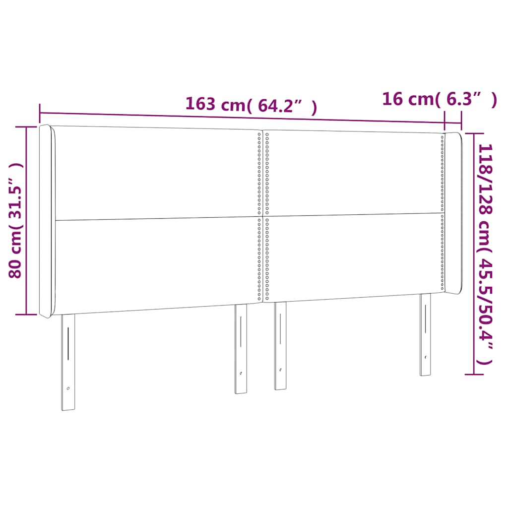 LED uzglavlje tamnoplavo 163x16x118/128 cm baršunasto